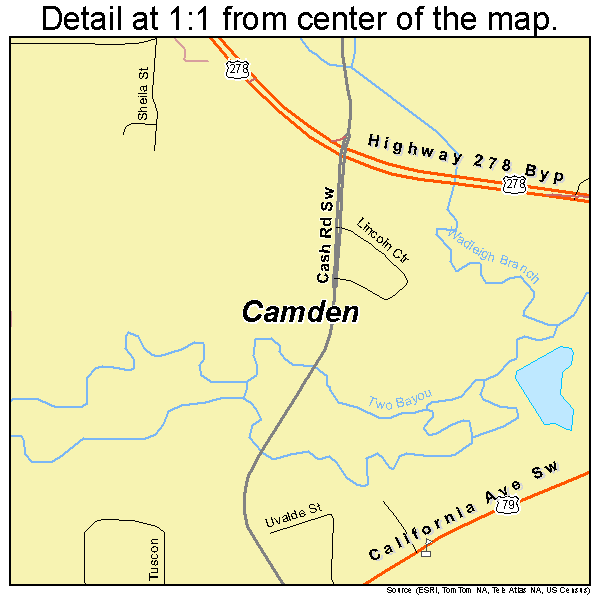 Camden, Arkansas road map detail