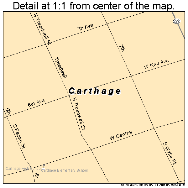 Carthage, Arkansas road map detail