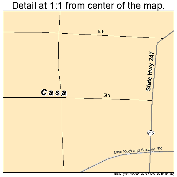 Casa, Arkansas road map detail