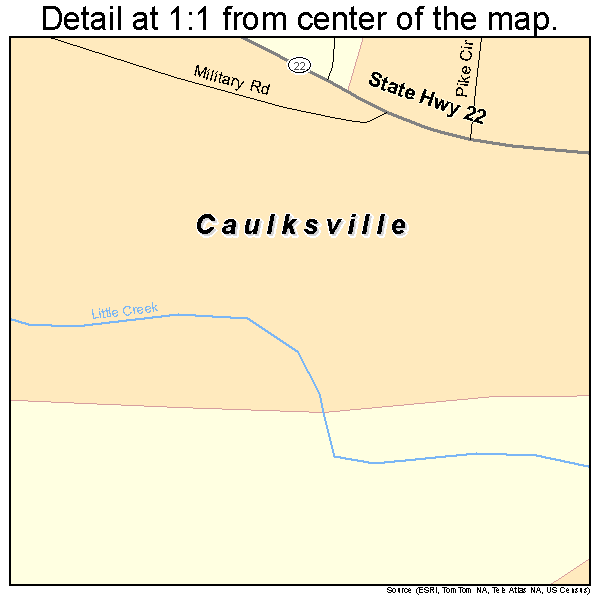 Caulksville, Arkansas road map detail