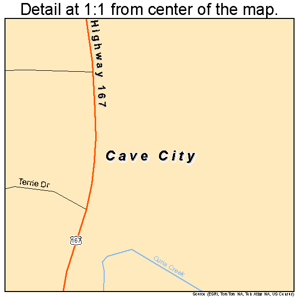 Cave City, Arkansas road map detail