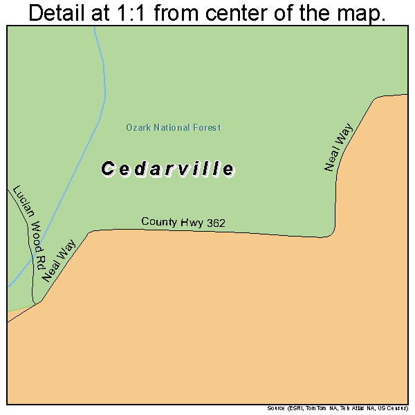 Cedarville, Arkansas road map detail