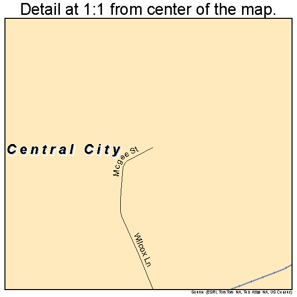 Central City, Arkansas road map detail