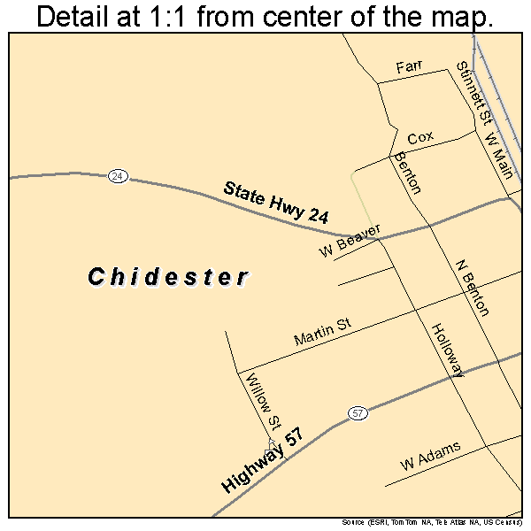 Chidester, Arkansas road map detail