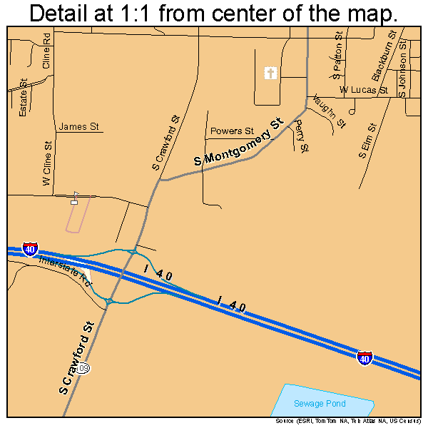 Clarksville, Arkansas road map detail