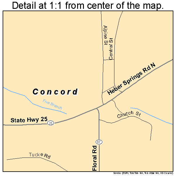 Concord, Arkansas road map detail