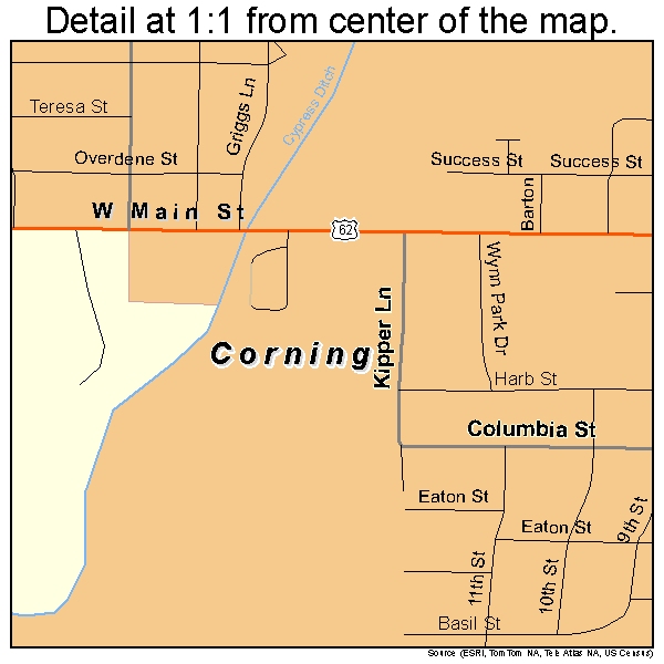 Corning, Arkansas road map detail