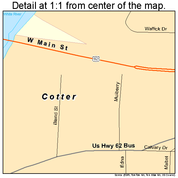 Cotter, Arkansas road map detail