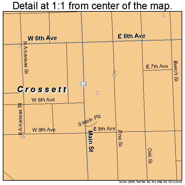 Crossett, Arkansas road map detail
