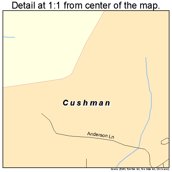 Cushman, Arkansas road map detail