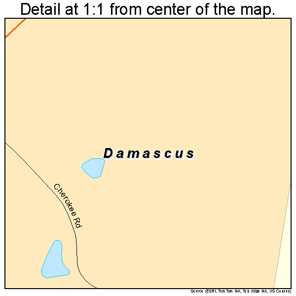 Damascus, Arkansas road map detail