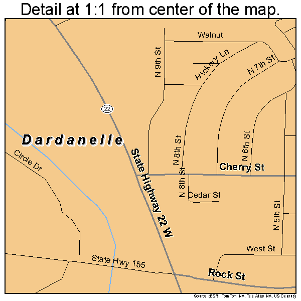 Dardanelle, Arkansas road map detail