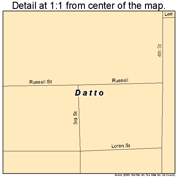 Datto, Arkansas road map detail