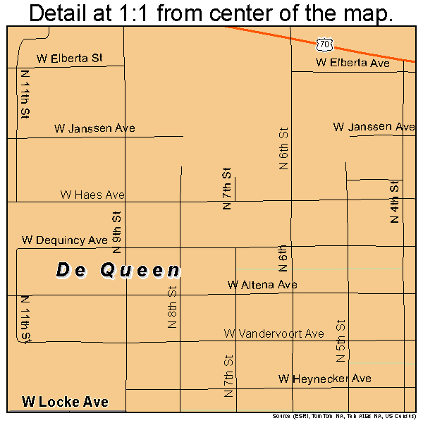 De Queen, Arkansas road map detail