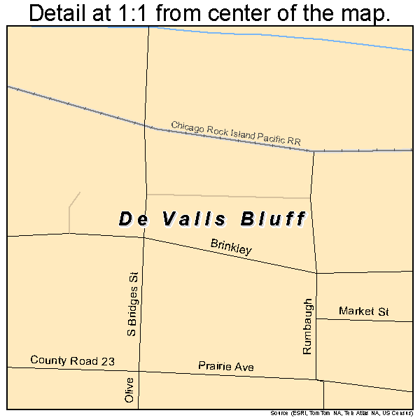 De Valls Bluff, Arkansas road map detail