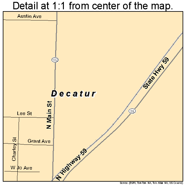 Decatur, Arkansas road map detail