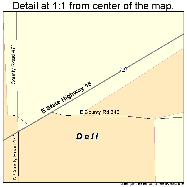 Dell, Arkansas road map detail