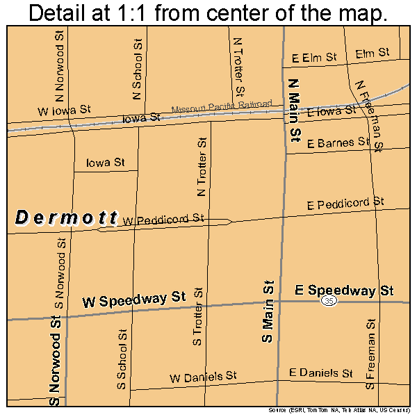 Dermott, Arkansas road map detail