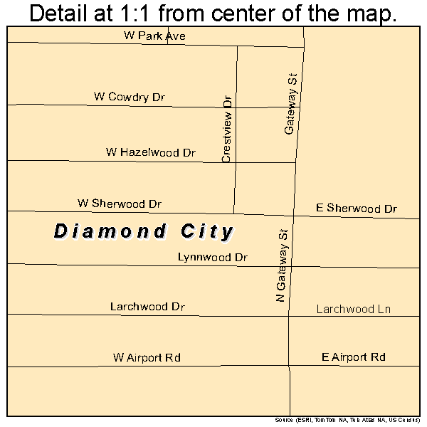 Diamond City, Arkansas road map detail