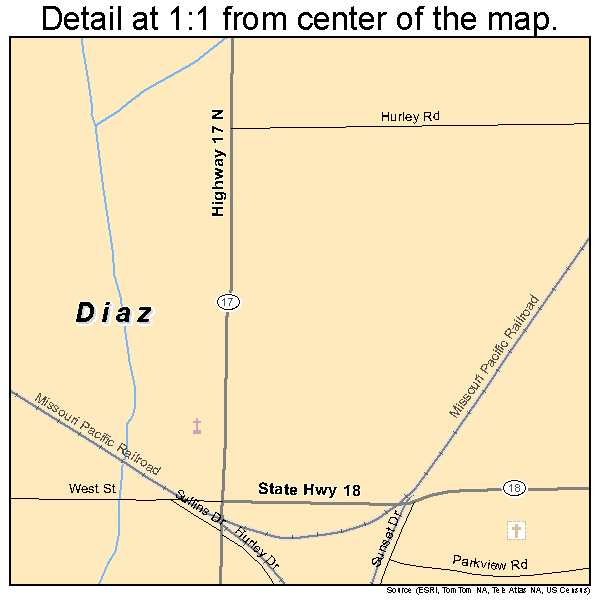 Diaz, Arkansas road map detail