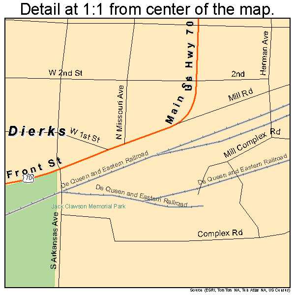 Dierks, Arkansas road map detail