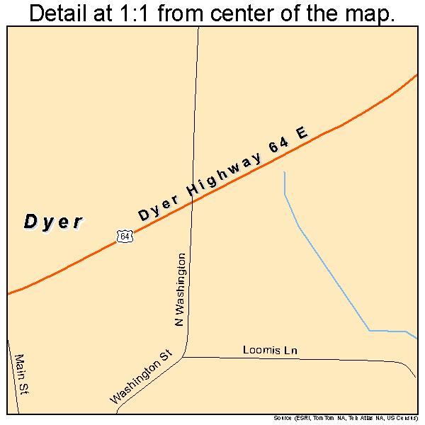 Dyer, Arkansas road map detail