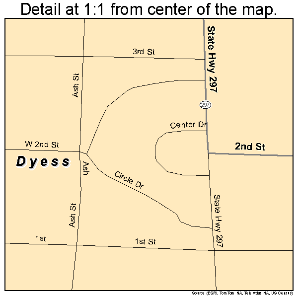 Dyess, Arkansas road map detail