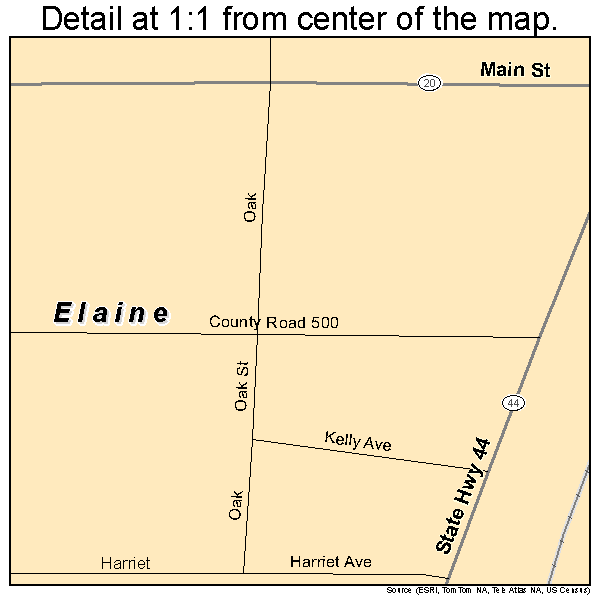 Elaine, Arkansas road map detail
