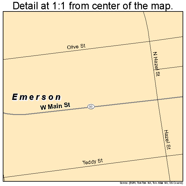 Emerson, Arkansas road map detail
