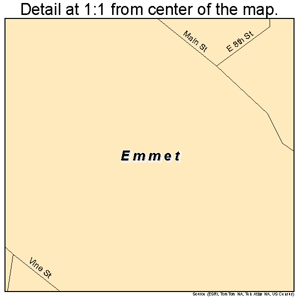 Emmet, Arkansas road map detail