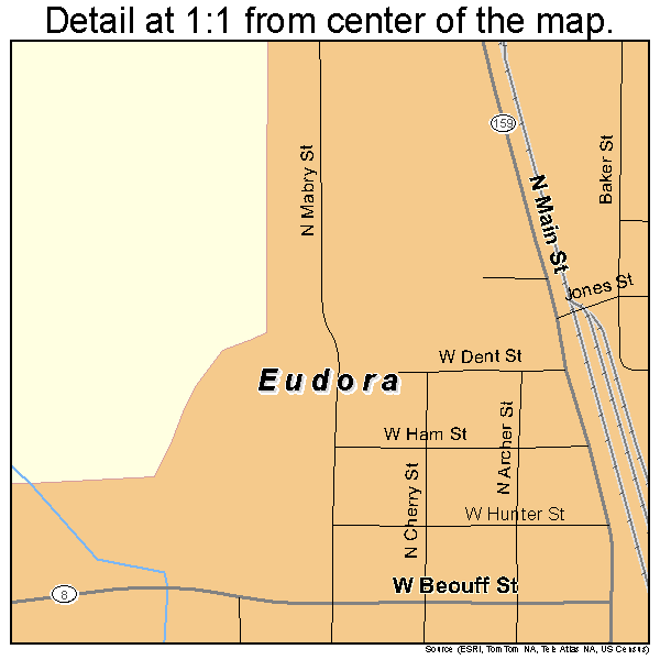 Eudora, Arkansas road map detail