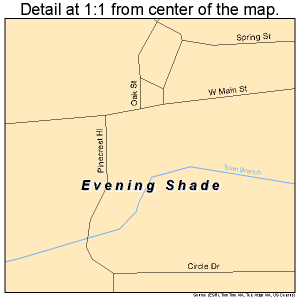 Evening Shade, Arkansas road map detail