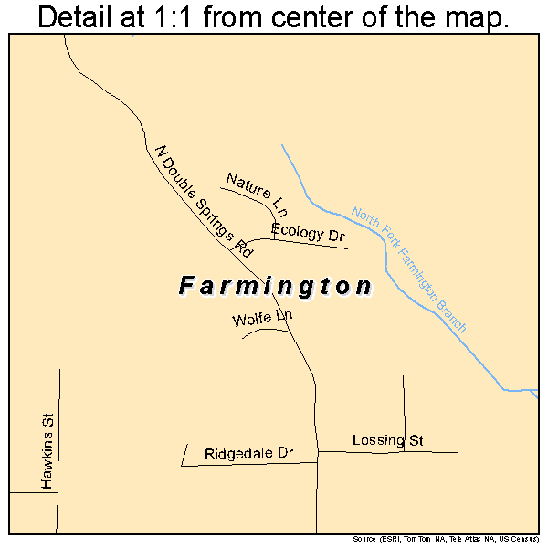 Farmington, Arkansas road map detail