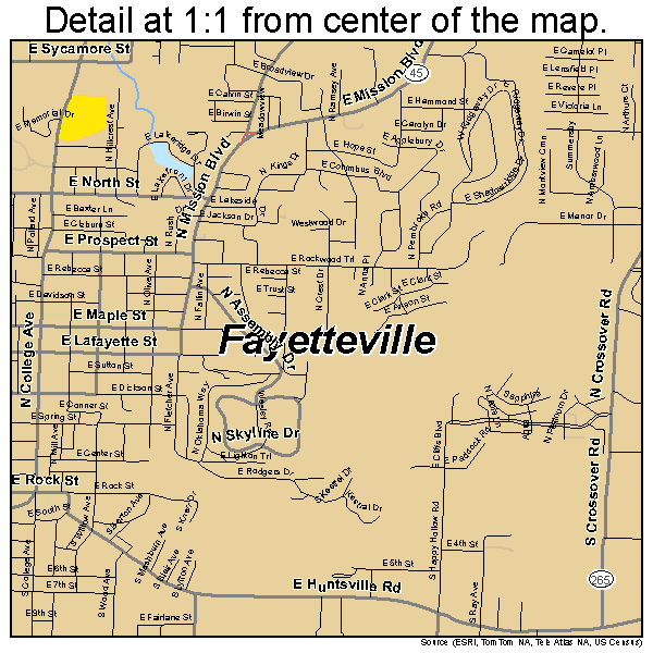 Fayetteville, Arkansas road map detail