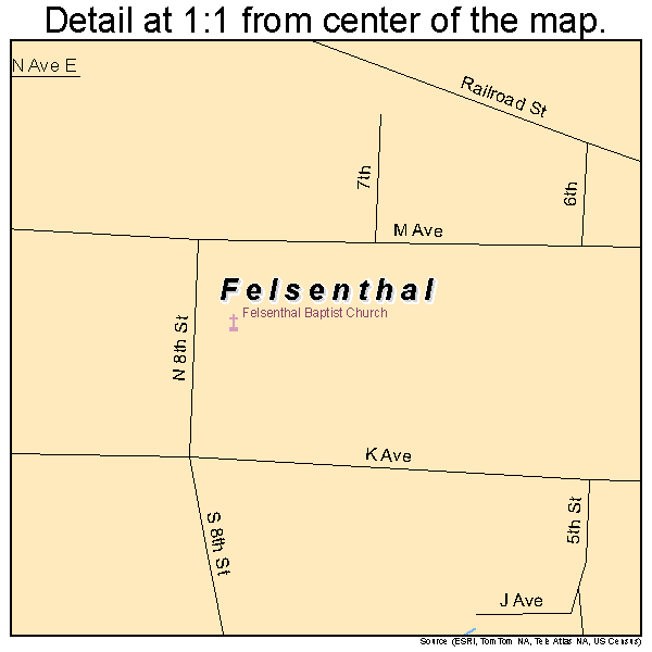 Felsenthal, Arkansas road map detail