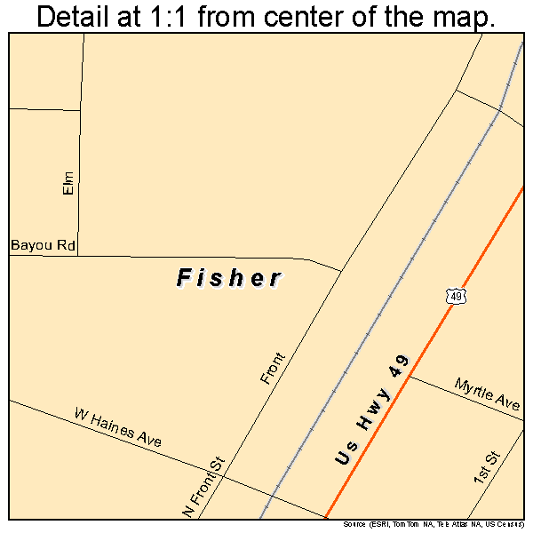 Fisher, Arkansas road map detail