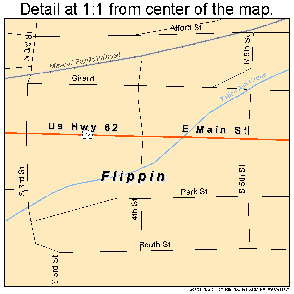 Flippin, Arkansas road map detail