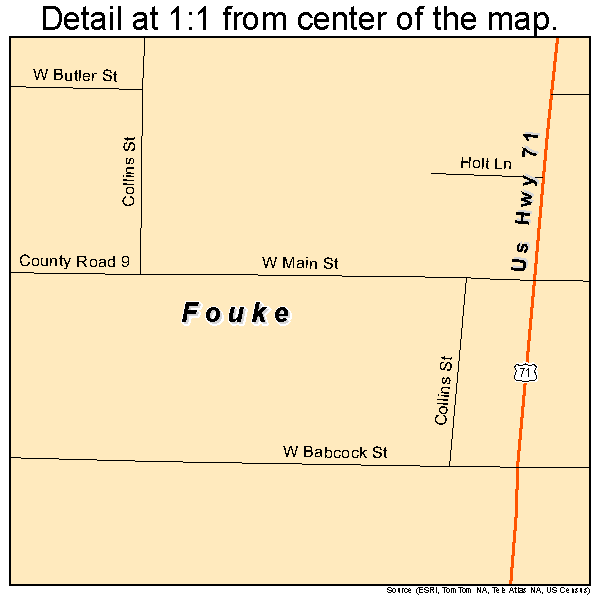 Fouke, Arkansas road map detail