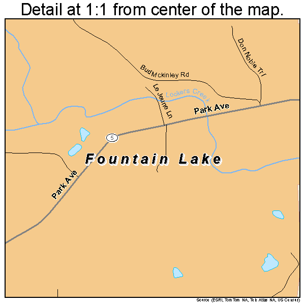 Fountain Lake, Arkansas road map detail
