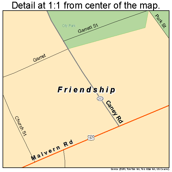 Friendship, Arkansas road map detail