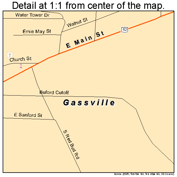 Gassville, Arkansas road map detail