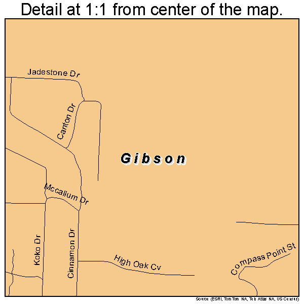 Gibson, Arkansas road map detail