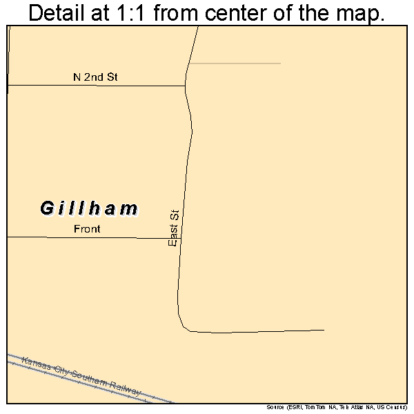 Gillham, Arkansas road map detail