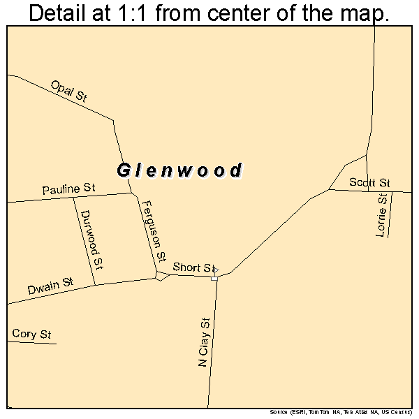 Glenwood, Arkansas road map detail