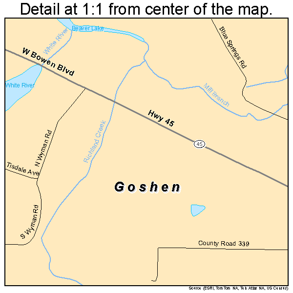 Goshen, Arkansas road map detail
