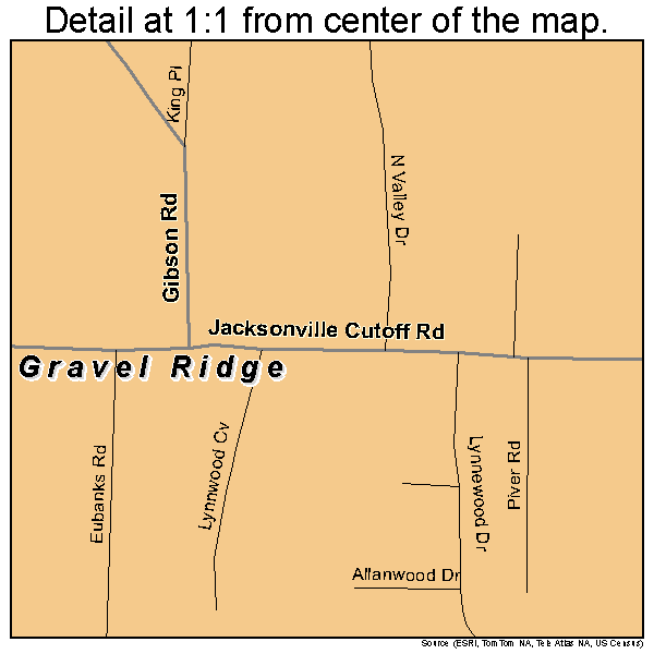 Gravel Ridge, Arkansas road map detail
