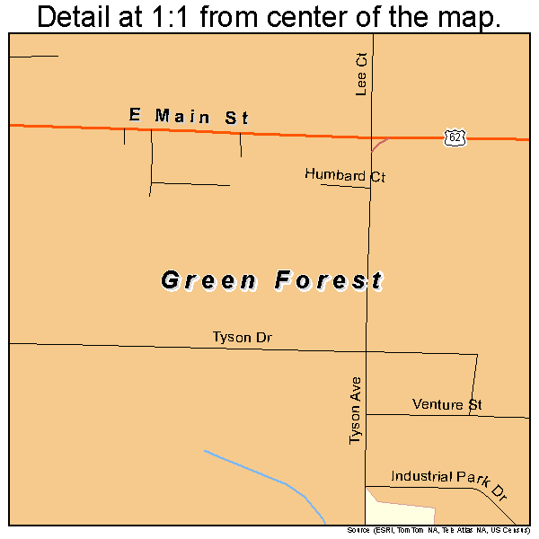 Green Forest, Arkansas road map detail