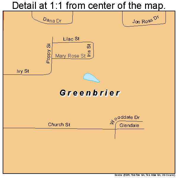 Greenbrier, Arkansas road map detail