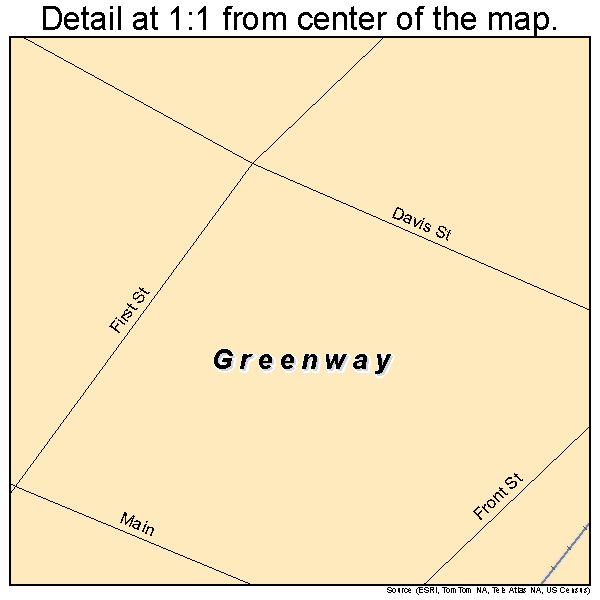 Greenway, Arkansas road map detail
