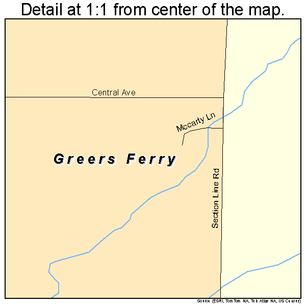 Greers Ferry, Arkansas road map detail